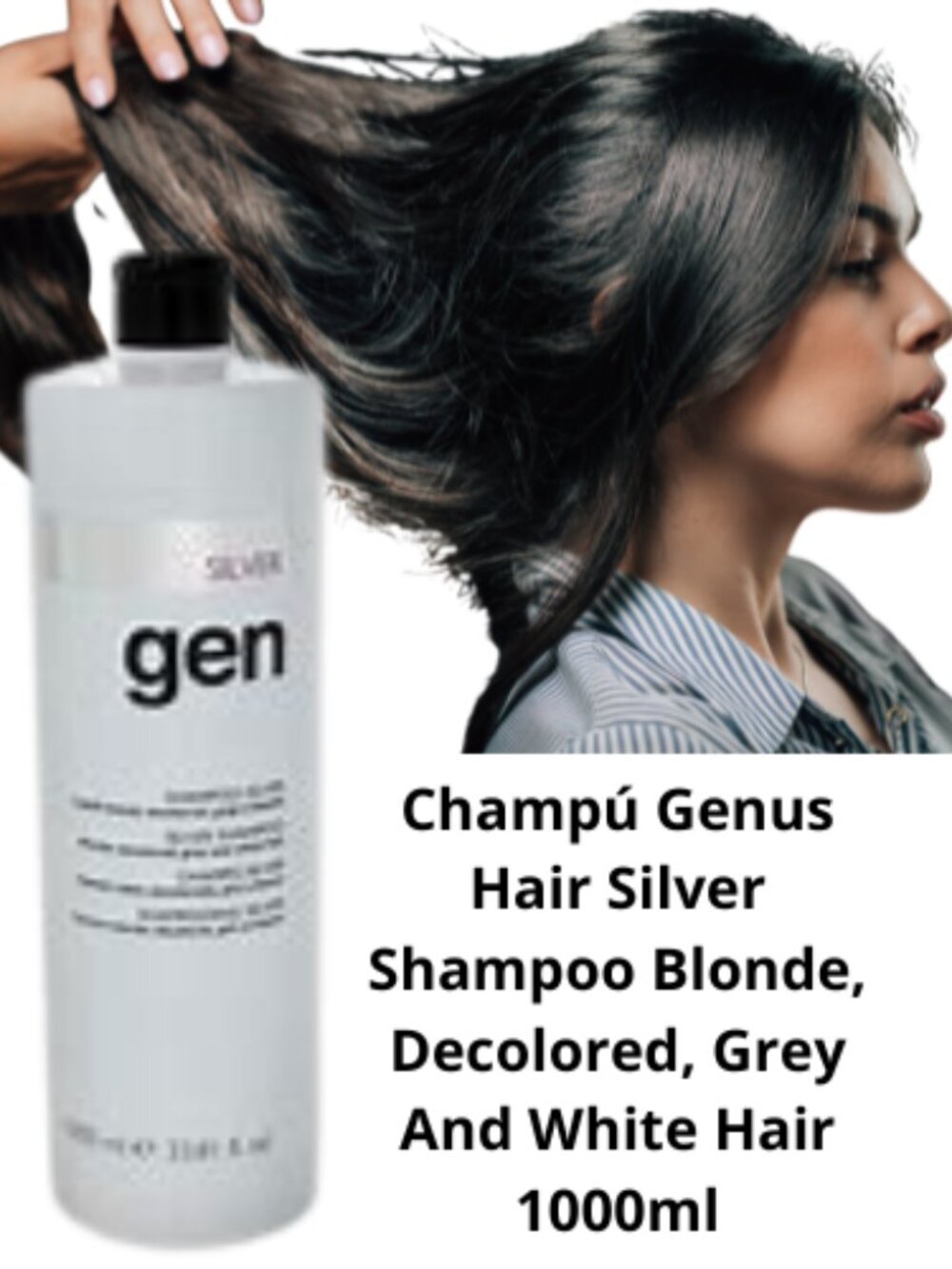 Champú Genus Hair Silver Shampoo Blonde, Decolored, Grey And White Hair 1000ml